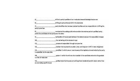 political parties worksheet answer key