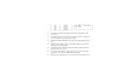 Specific Heat Chem Worksheet 16 1 Answer Key Livinghealthybulletin