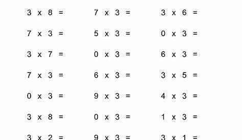 multiplication 3's worksheet