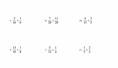 Adding Fractions With Unlike Denominators Worksheets | 99Worksheets