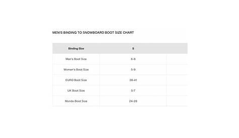 Burton Snowboard Bindings Size Chart