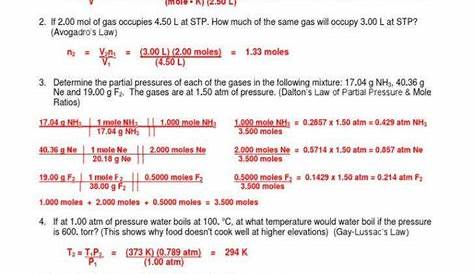 gas law problems worksheets