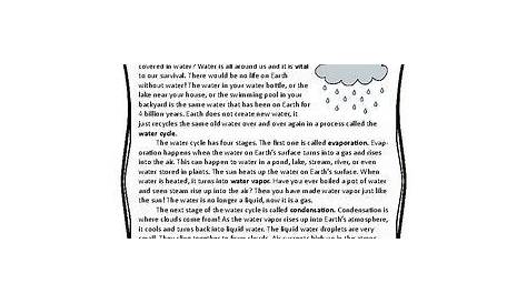 water cycle comprehension worksheet | Apopemptic PDF