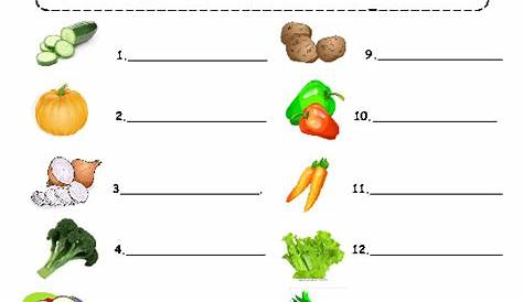 vegetable worksheet for kids