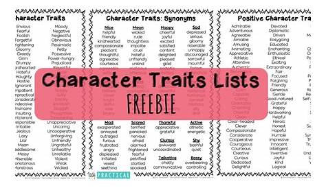 list of character traits printable