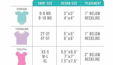 htv sizing chart for shirts