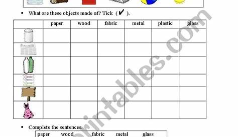 material worksheet for grade 1