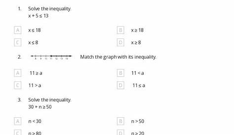 solving inequalities worksheets 7th grade