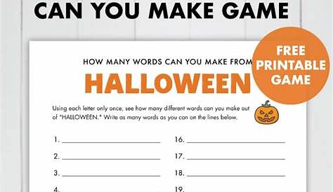 How many words can you make out of Halloween - Free Printable Game