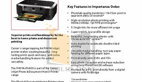 Download free pdf for Canon PIXMA iP4600 Printer manual