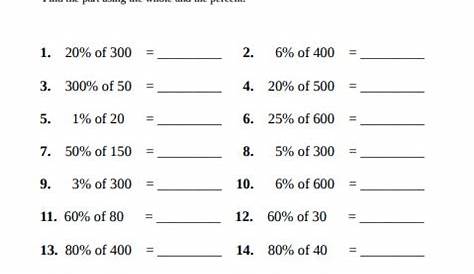 fun percentage worksheets