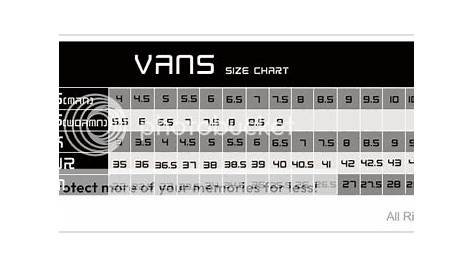 vans shoes size chart