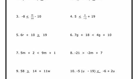 solving two-step inequalities worksheets answer key 7th grade