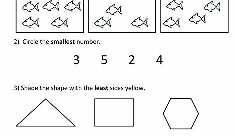 Printable Kindergarten Math Worksheets Comparing Numbers and Size