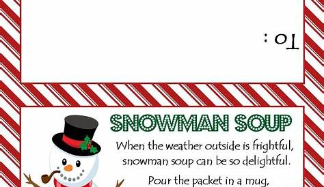 Printable Snowman Soup Labels - Printable Word Searches