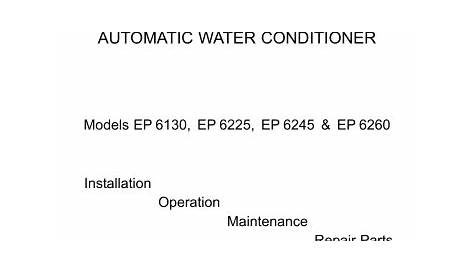EcoWater EP6130 & EP6225 Water Softener Owner Manual | Manualzz
