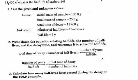Half Life Problem Worksheet Answers | Try this sheet