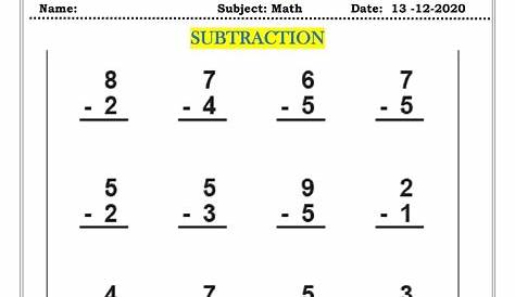 Grade 1 math worksheet "subtraction" First Grade Math Worksheets