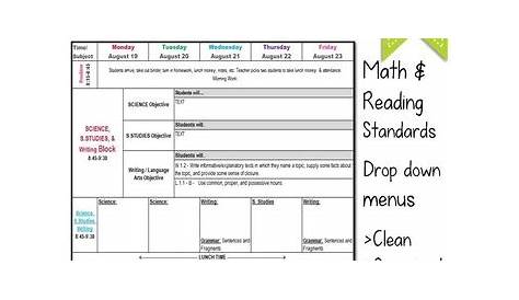 1st Grade Common Core Lesson Plan Template by Math Tech Connections