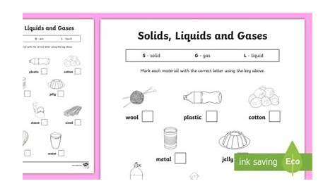 Solids Liquids And Gases Worksheets Middle School - Worksheets Master