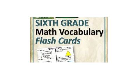 Math Vocabulary Activity Flash Cards 6th Grade by Rick's Resources