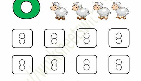 Mathematics - Preschool: Tracing Number 8 (Color) Worksheet 8