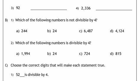 divisibility rules worksheet answers