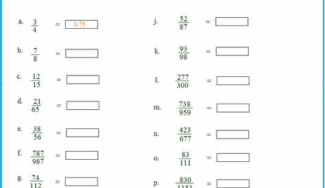 fraction to decimals worksheet