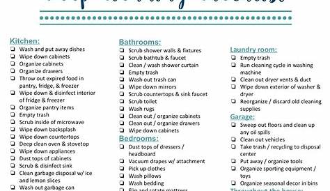deep cleaning printable checklist