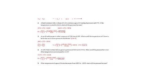 Chemistry Gas Laws Worksheet Answer Key With Work | TUTORE.ORG - Master