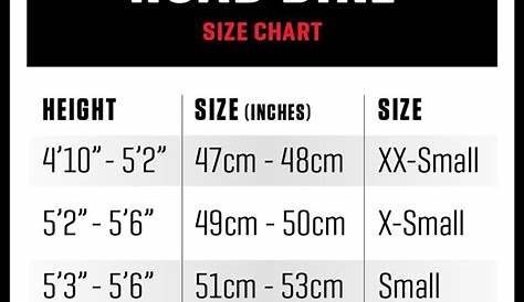road bike size height chart
