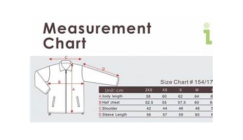 varsity jacket size chart
