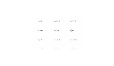 Solving One-Step Equations 2 Worksheet for 8th - 10th Grade | Lesson Planet