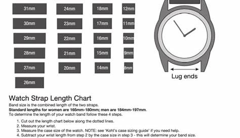 watch band pin size chart