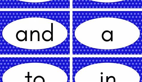Kindergarten Sight Word Flash Cards Printable - Kindergarten