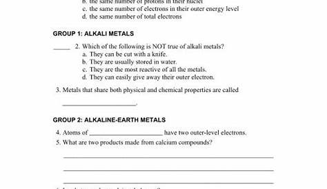 Chapter 12 Directed Reading Worksheet The Periodic Table | Review Home