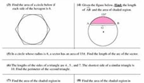 geometry circles worksheet