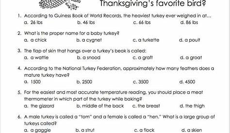 thanksgiving fun facts printable