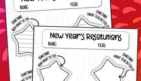kids' new year's resolution worksheets