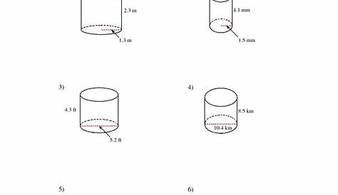 surface area of cylinders worksheet pdf
