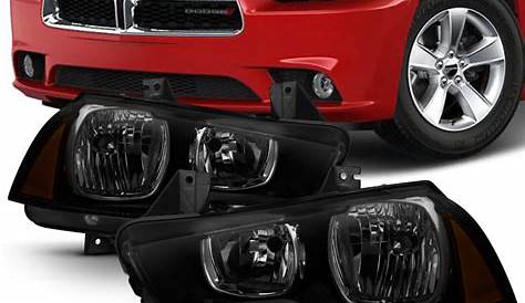 "DARKEST SMOKE" Reflector Headlights For 2011-2014 Dodge Charger SXT