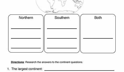 Continents Worksheet 1