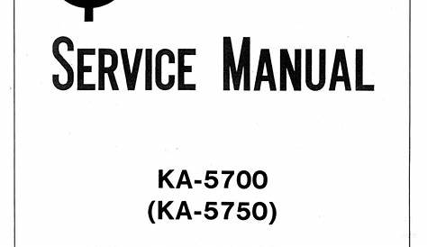 Free Audio Service Manuals - Free download Kenwood KA 5700 Service Manual