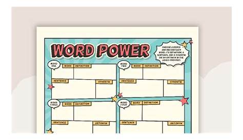 the power of words worksheet