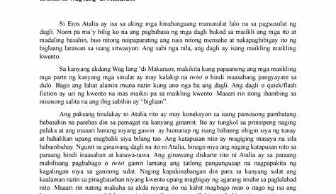 KRITIKO SA DAGLI NI EROS ATALIA Essay - MJHS Isang Pagkikritiko sa