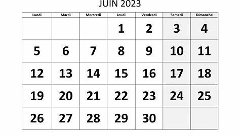 Calendrier juin 2023 Excel, Word et PDF - Calendarpedia