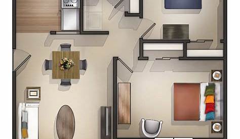 2 Bedroom Apartment Floor Plan 10 Awesome Two Bedroom Apartment 3D