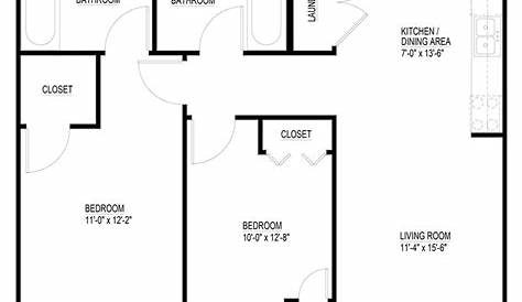 Two Bedroom Apartment Floor Plan With Dimensions - Midnight-Dreamers