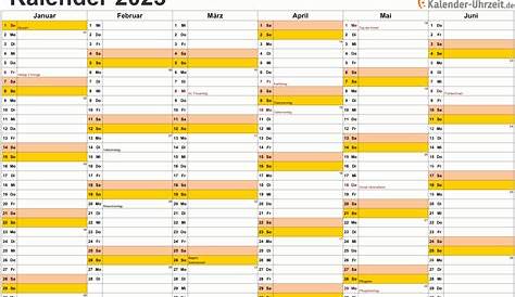 Kalender Monate 2023 und 2024 als PDF, Excel und Bild Datei kostenlos
