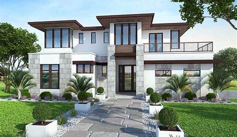 Upscale Contemporary With Multiple Second Floor Balconies